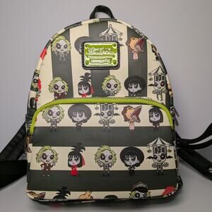 Loungefly Beetlejuice Chibi Striped Mini Backpack - NWOT Halloween Tim Burton